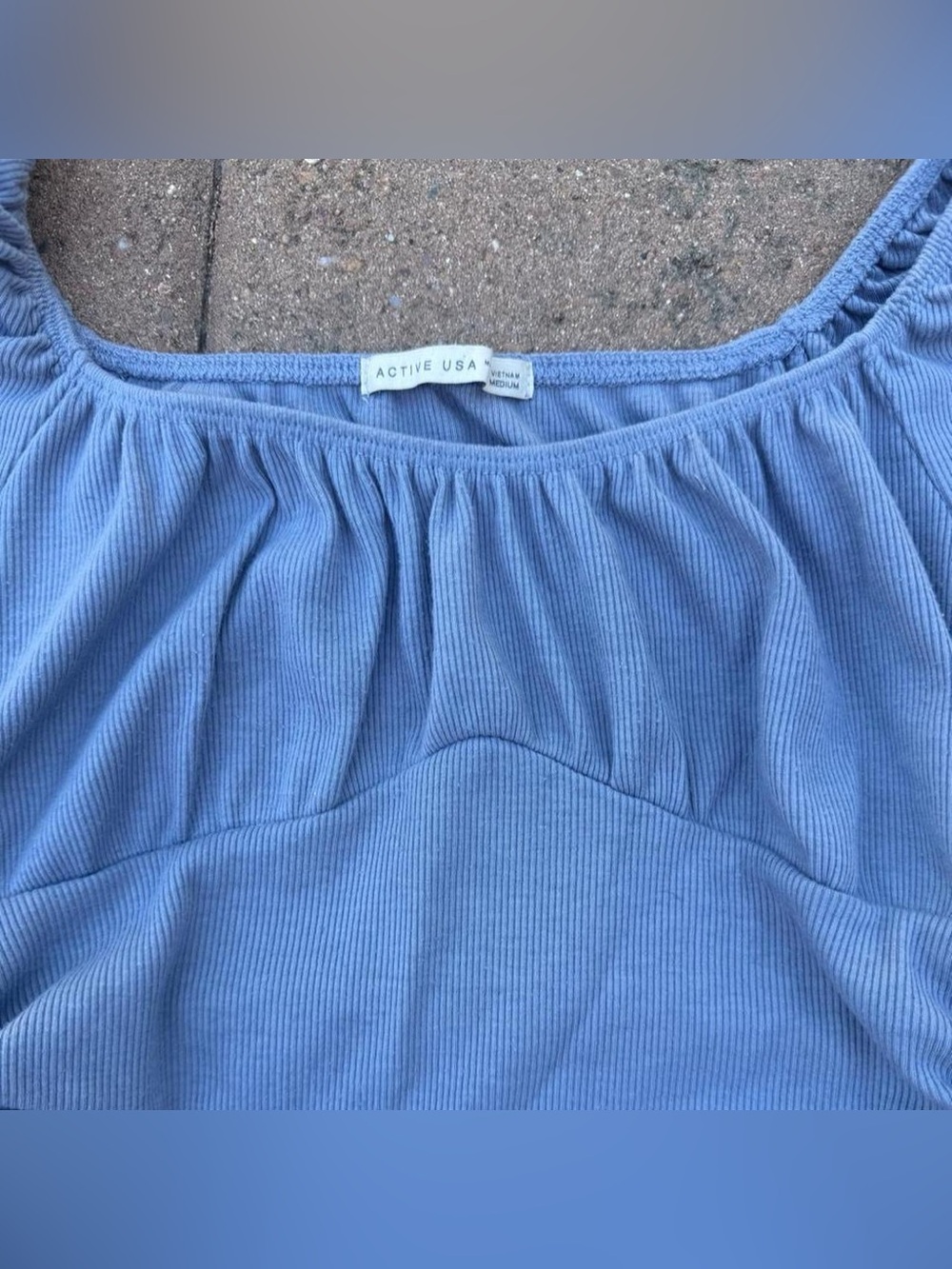 Cute blue tie up long sleeve crop top - Picture 3 of 7